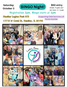 Flyer for participants with info for Bingo event to be held October 3rd